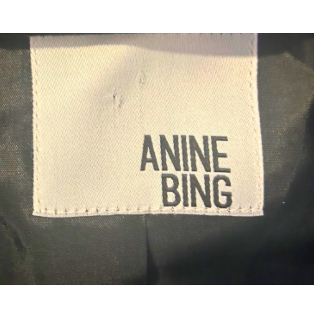 Anine Bing Single Button Blazer | Charcoal Grey with Faux Leather Trim | Size XS - Picture 4 of 9